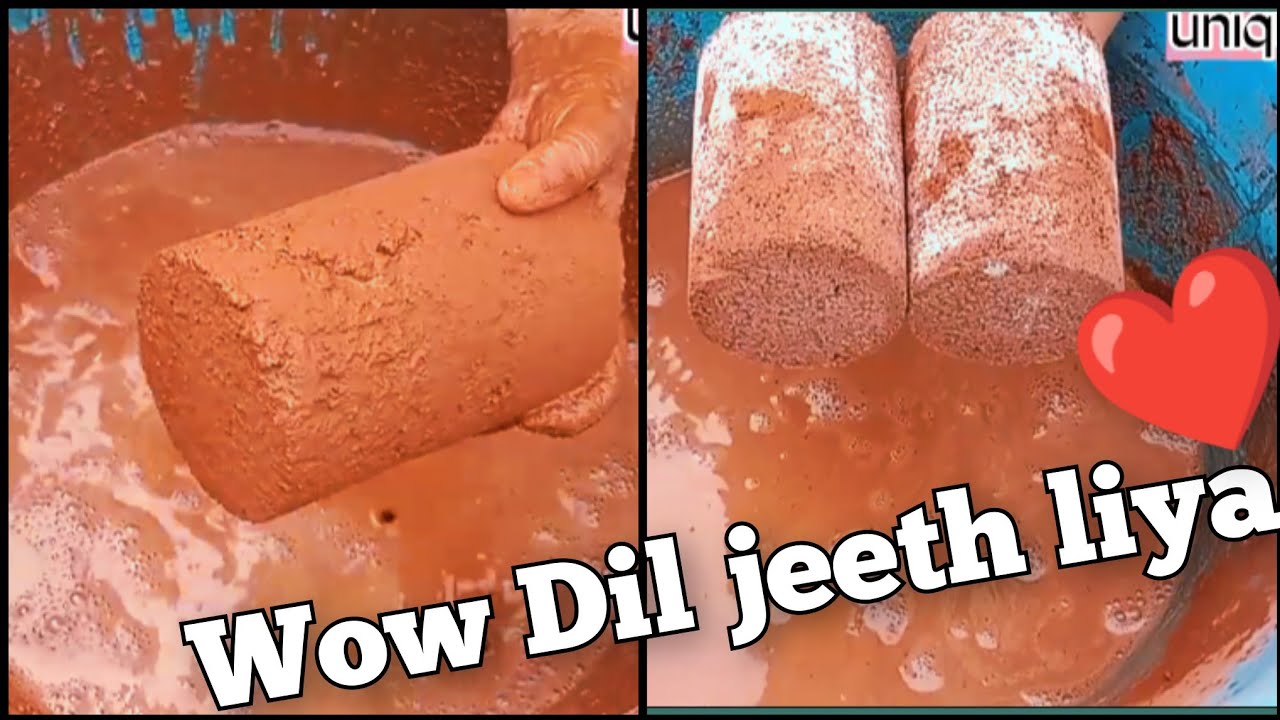 ASMR|pure red dirt dry dipping and water crumbling|outstanding ❤️
