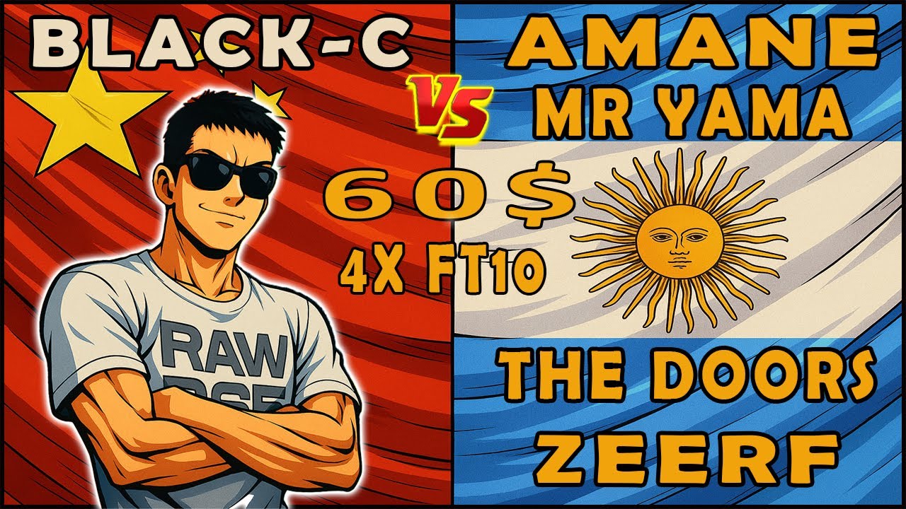 Live Money Match 60 $ 🏆 Black-C VS Argentina Amane + Mr Yama + The Doors + Zeerf 🇦🇷 4 X FT 10