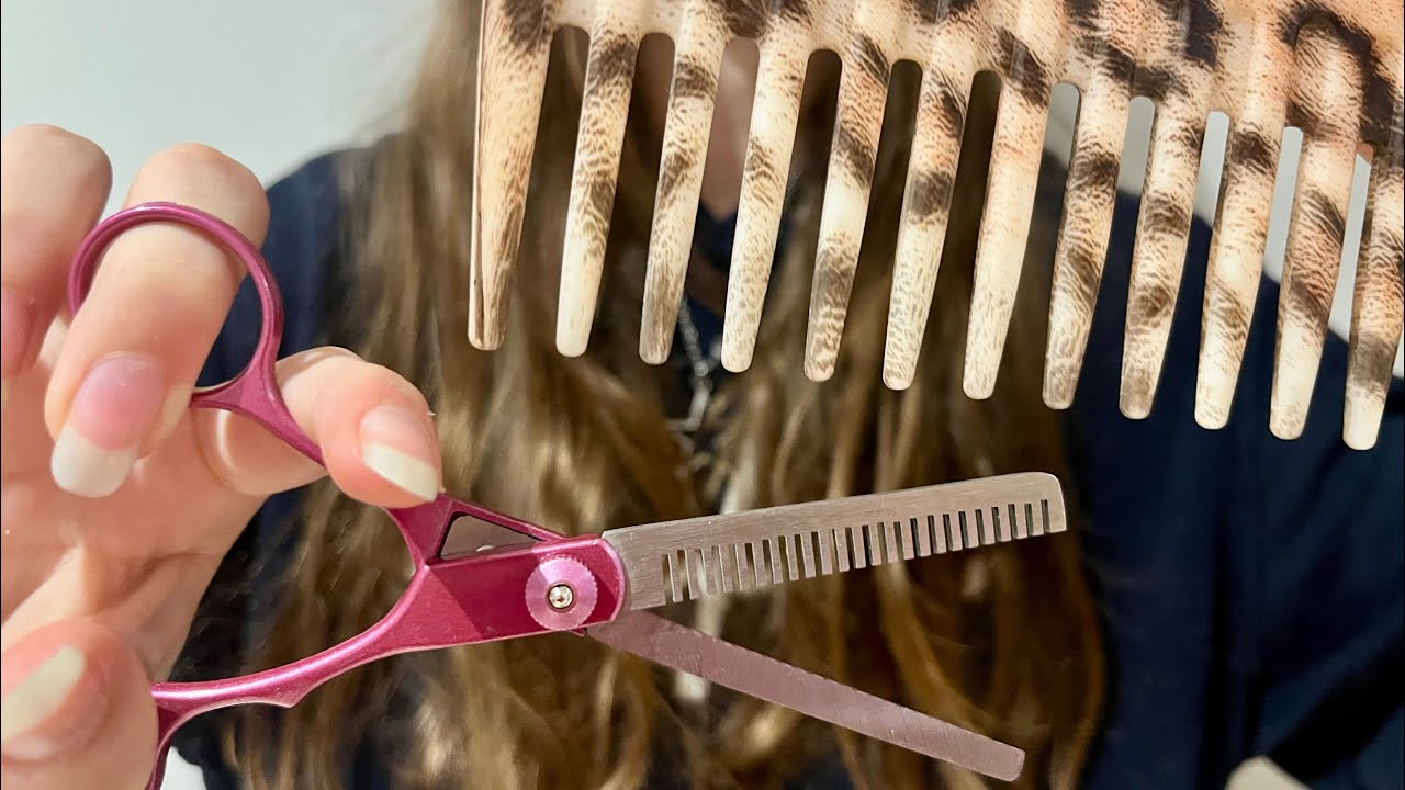 ASMR cutting + brushing your imaginary hair | hair combing | hair brushing | no talking 
