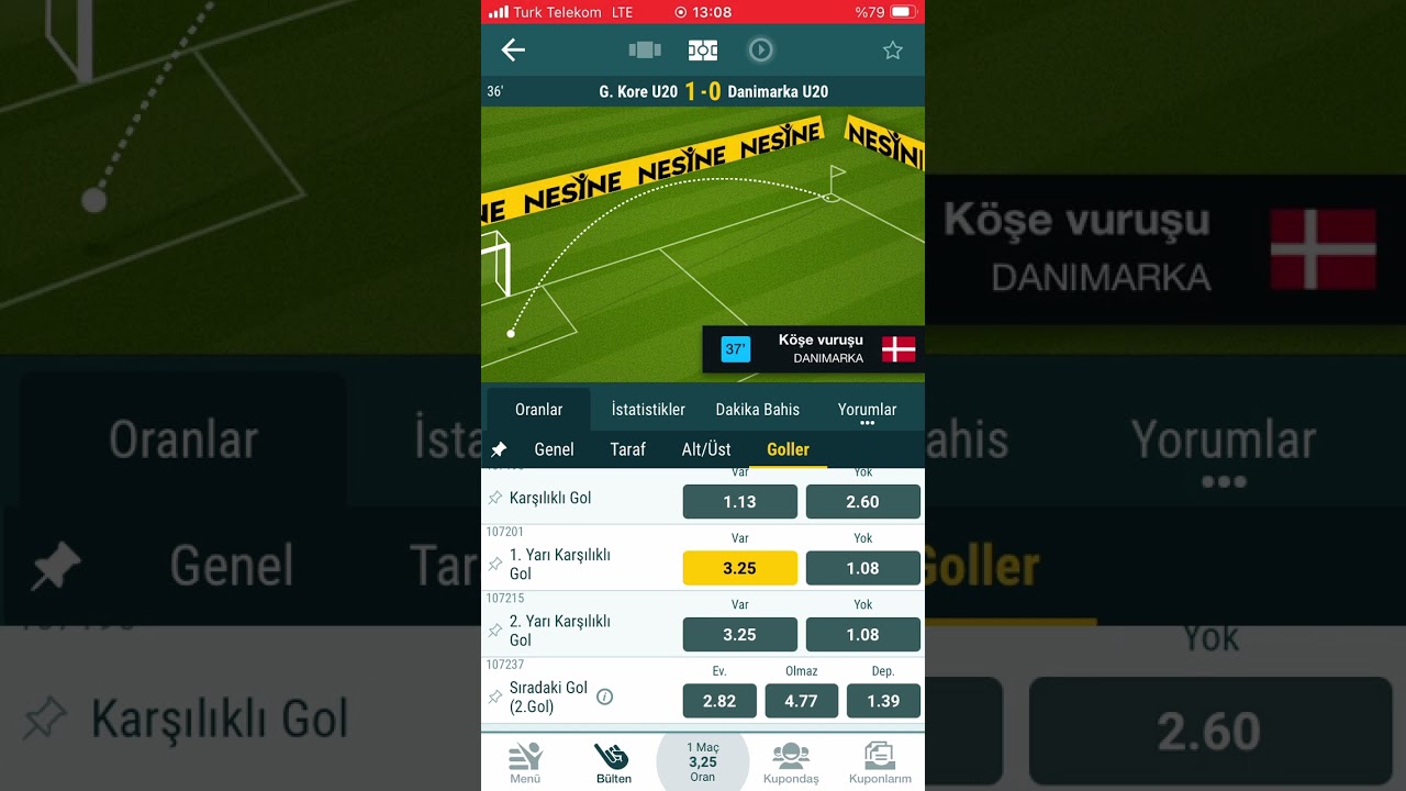 İddaa Kanalı - İlk Yarı Karşılıklı Gol Var | Oran Kod Sistemi