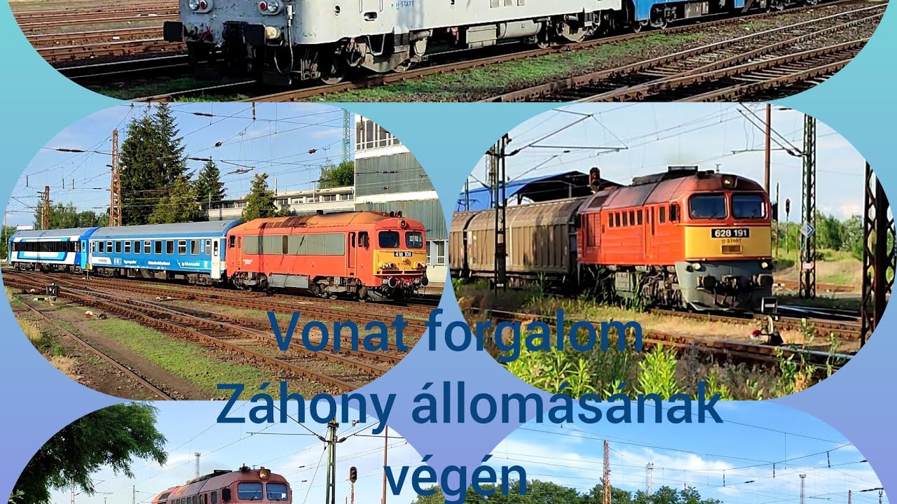 Vonatok Záhony állomás Csap felőli végén.