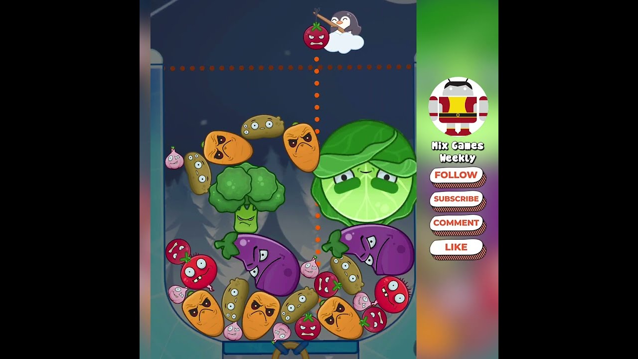 Vegetable Merge - Suika Game (Balls Drop & Merge) Reach Pumpkin! Merge Puzzle Fun, Max Level, ASMR