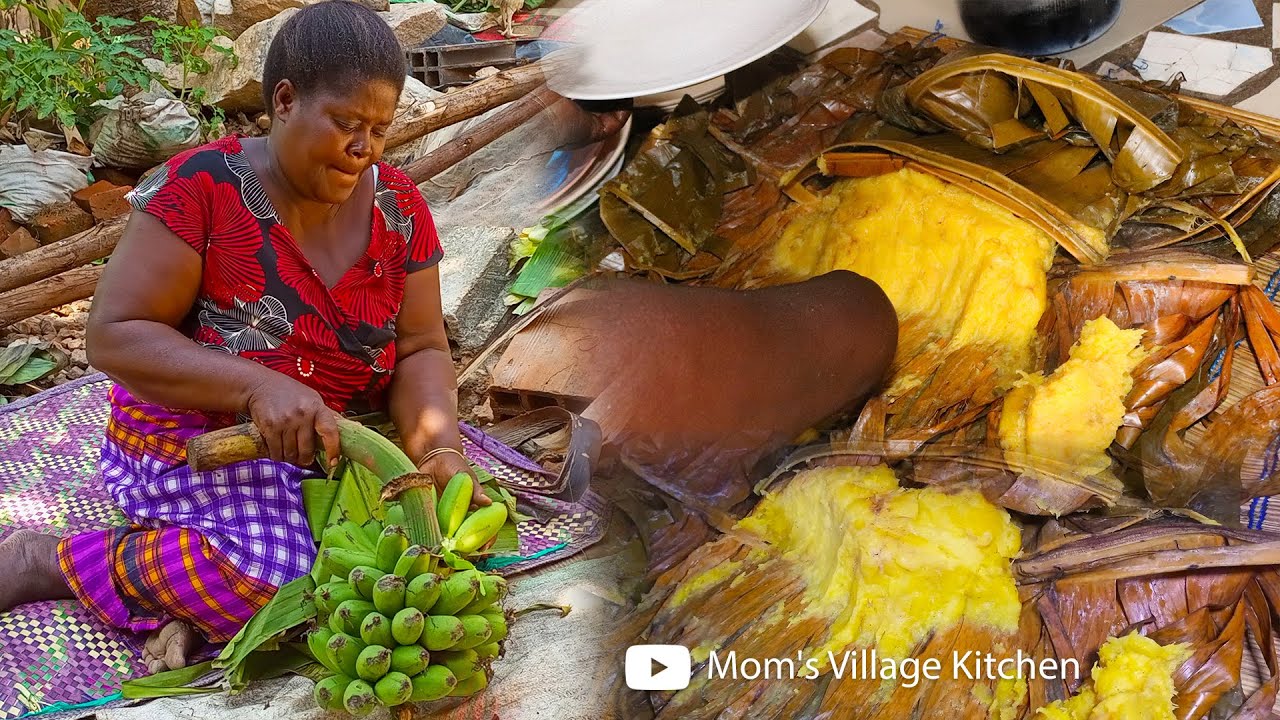 How to Prepare (Matooke) Plantain a Ugandan Traditional Food - Mom's Village Kitchen - African Food