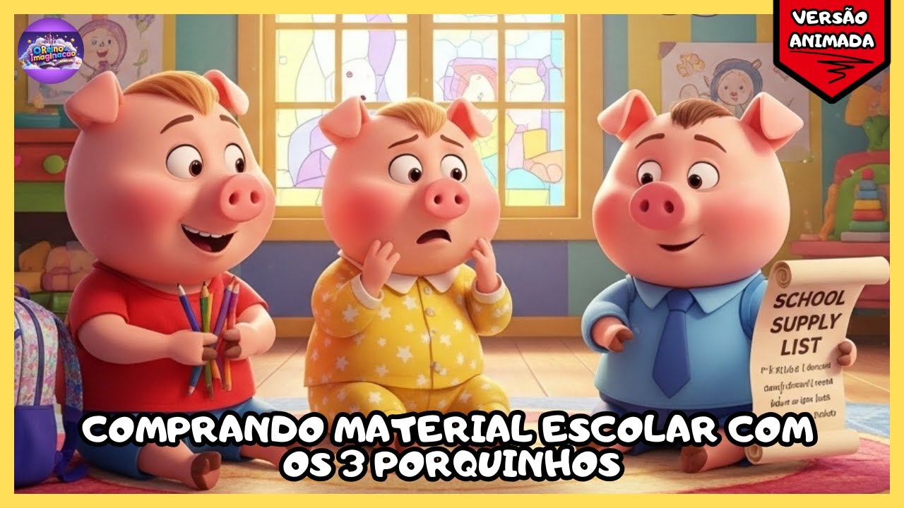 Comprando Material Escolar com os 3 Porquinhos 🐷🎒 | Historinha Infantil Animada