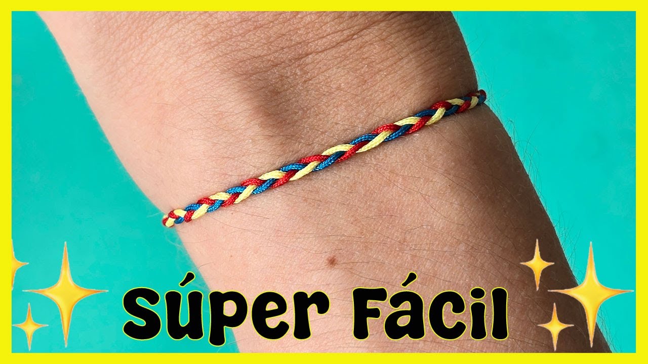 Pulsera de Hilo TRICOLOR TRENZADA MACRAMÉ 💛💙❤️