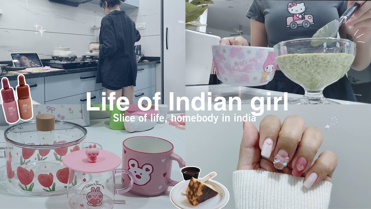 VLOG : Homebody living in india 🎀| Sanrio purchase , K-beauty, what I eat, cooking | aesthetic vlog