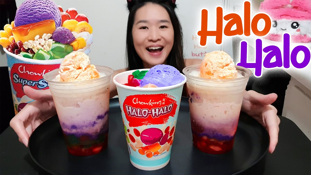 Eating Filipino Dessert HALO HALO! Shaved Iced Dessert - Sweet Mukbang w/ Asmr & Reaction Taste Test
