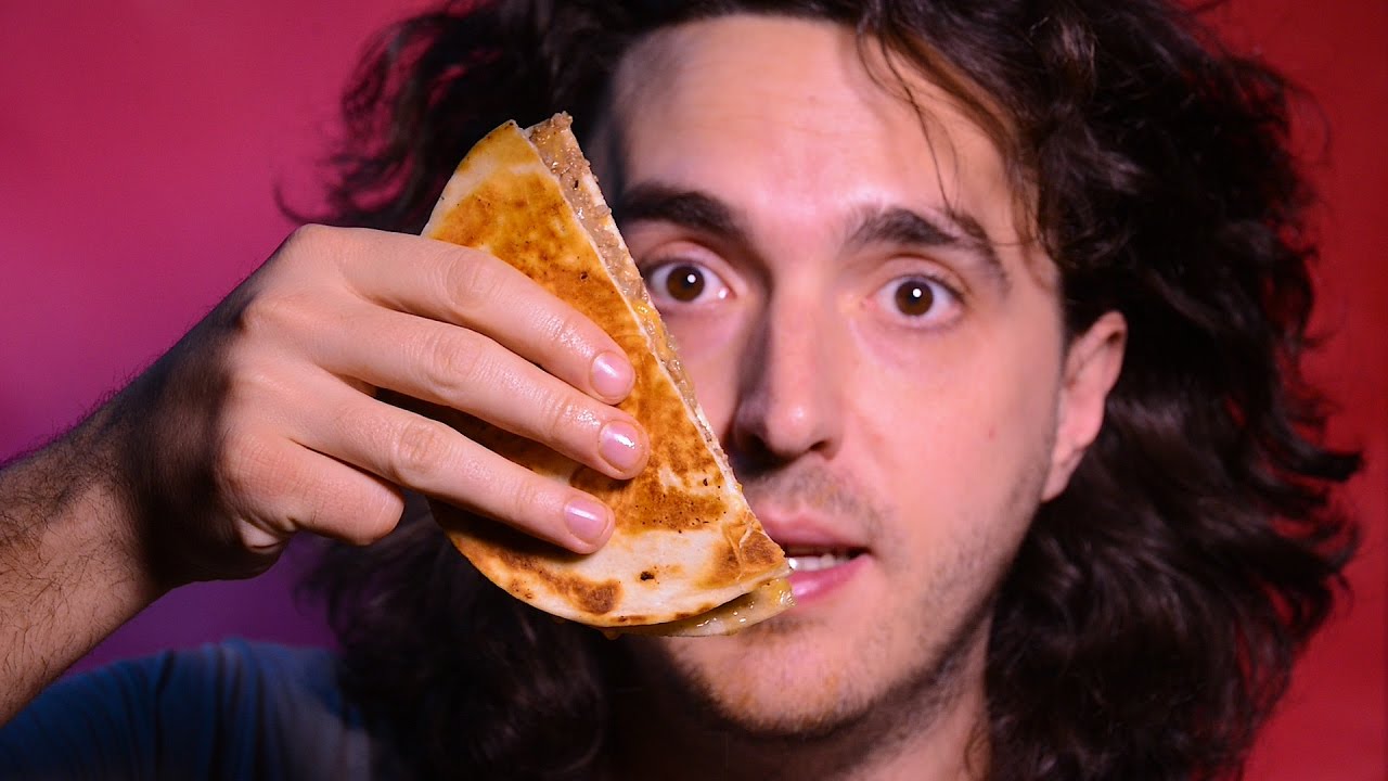 ASMR Eating Crispy Lamb and Cheese Quesadilla