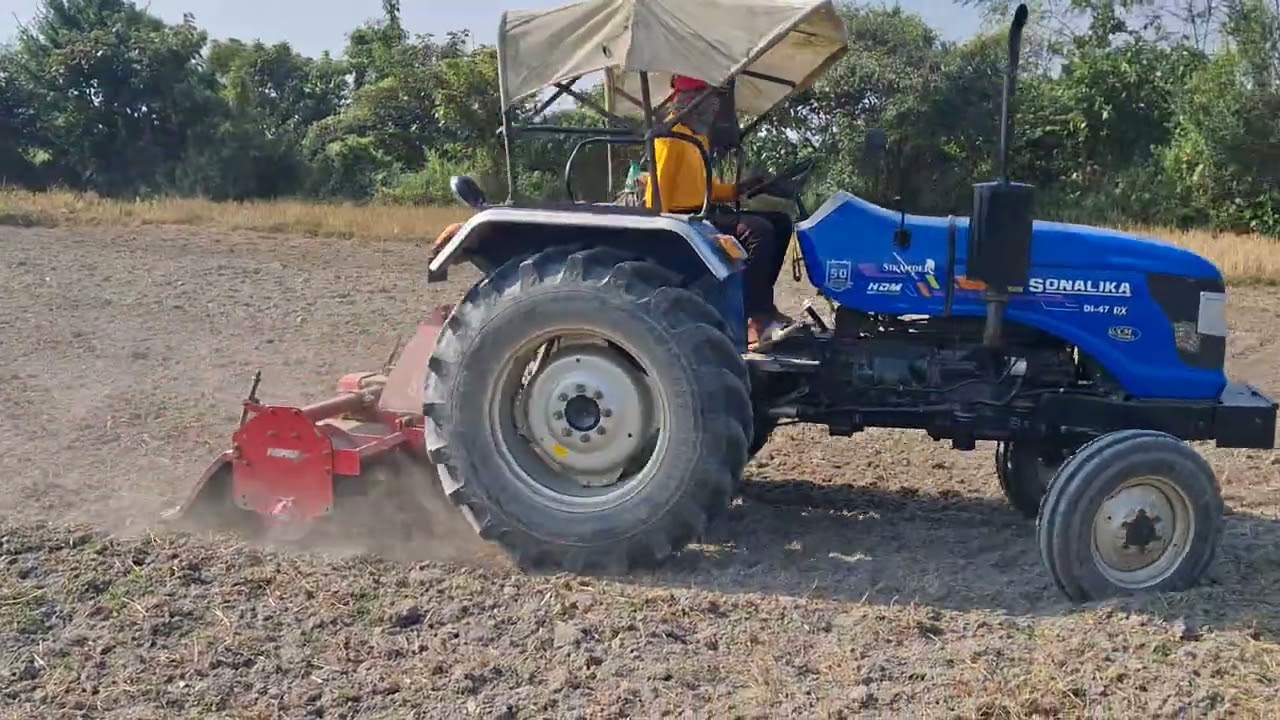 Sonalika tractor with NIPHA Rotavator #tractor #sonalikatractor #barlastractor 