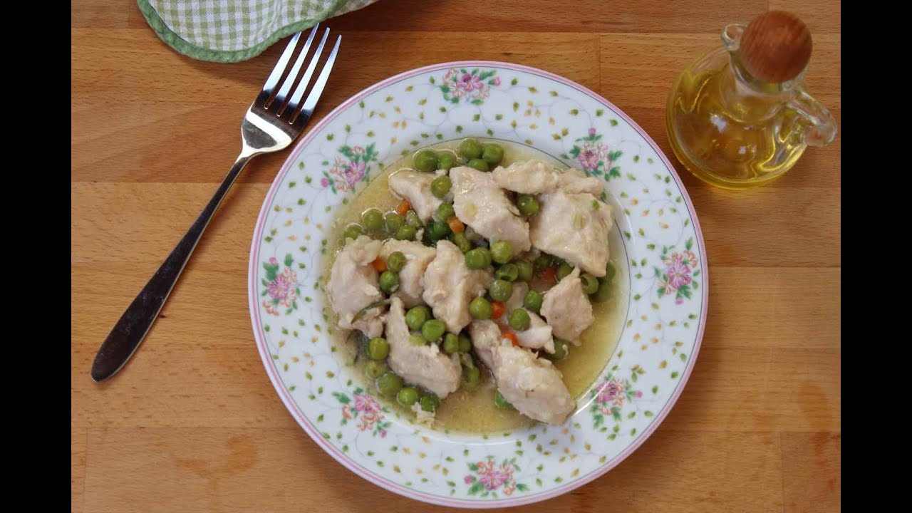 Bocconcini di pollo con piselli