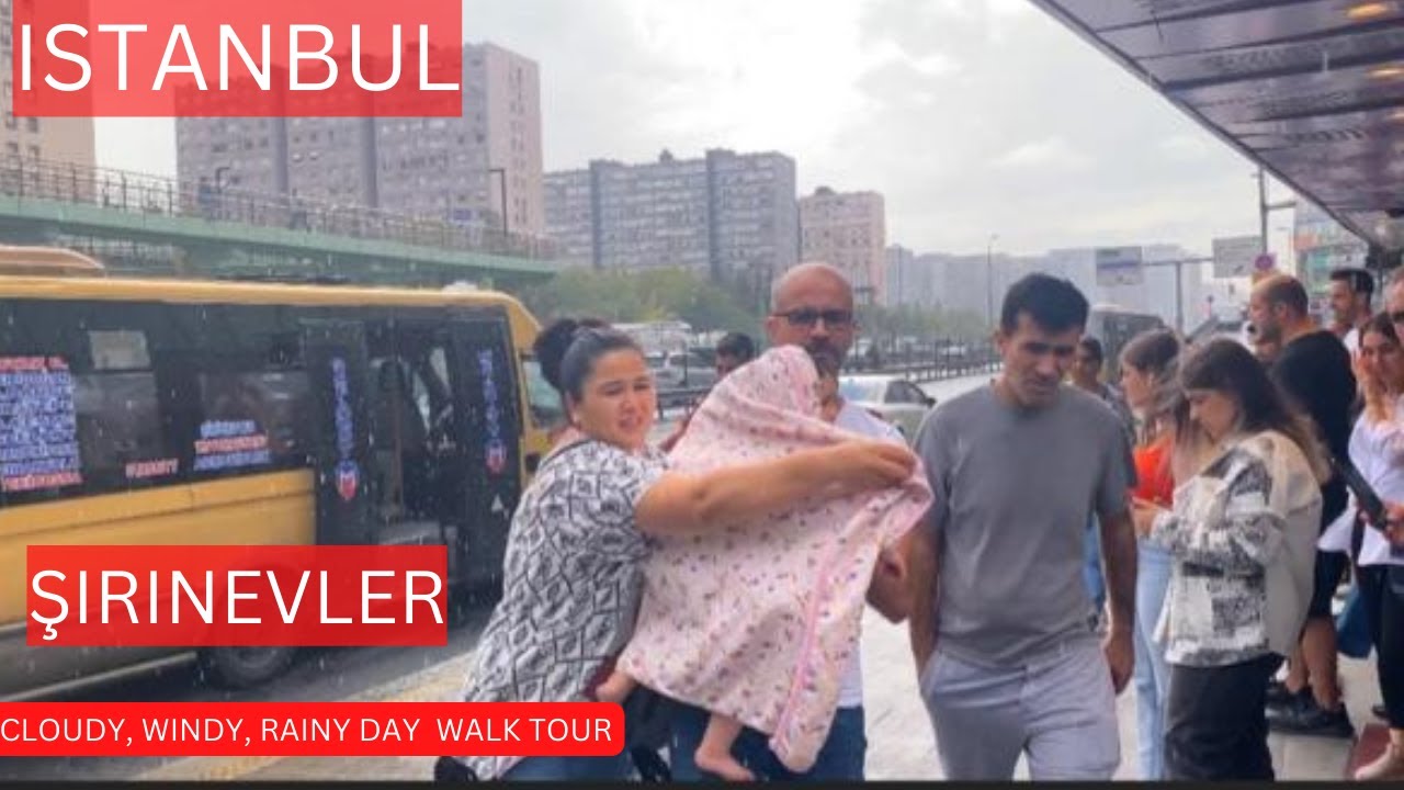Şirinevler Bahçelievler Istanbul Walking Tour, Dark Cloudy And Rainy Day  | 18 Sept 2022 | 4K 30FPS