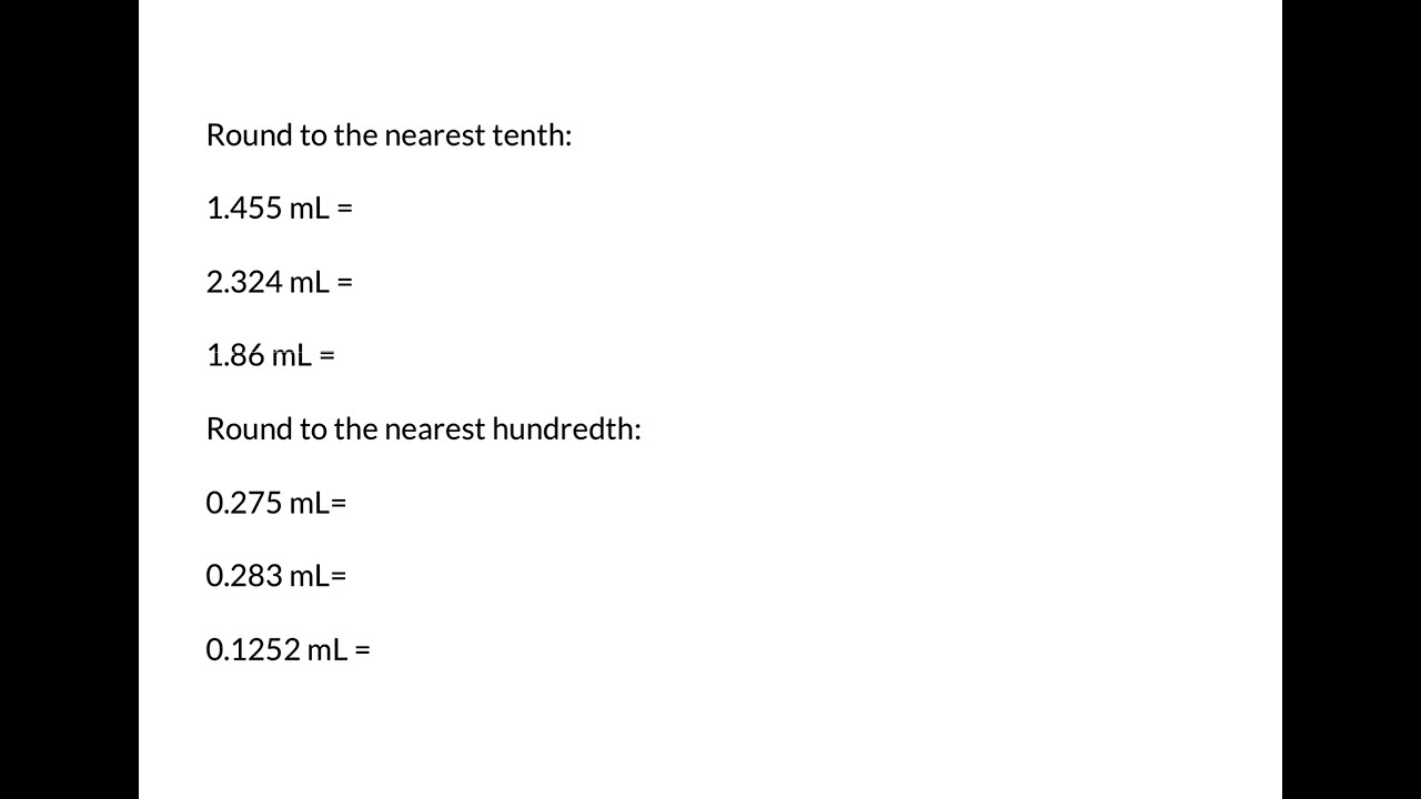 Rounding mL Volumes to the Nearest Tenth and Hundredth: Calculations Made Easy for Nursing Students