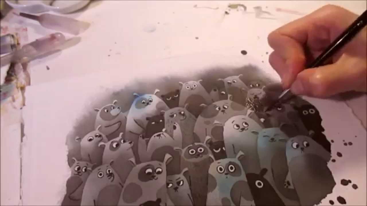 Ink negative Painting  demo illustration timelapse progress art by Iraville