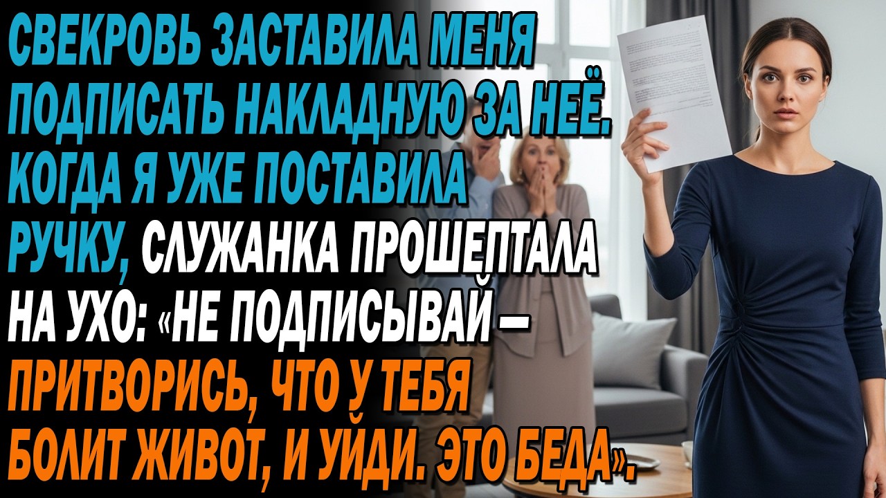 ✍️Свекровь заставила меня подписать накладную.Когда я ставила подпись, служанка прошептала:«Не надо»