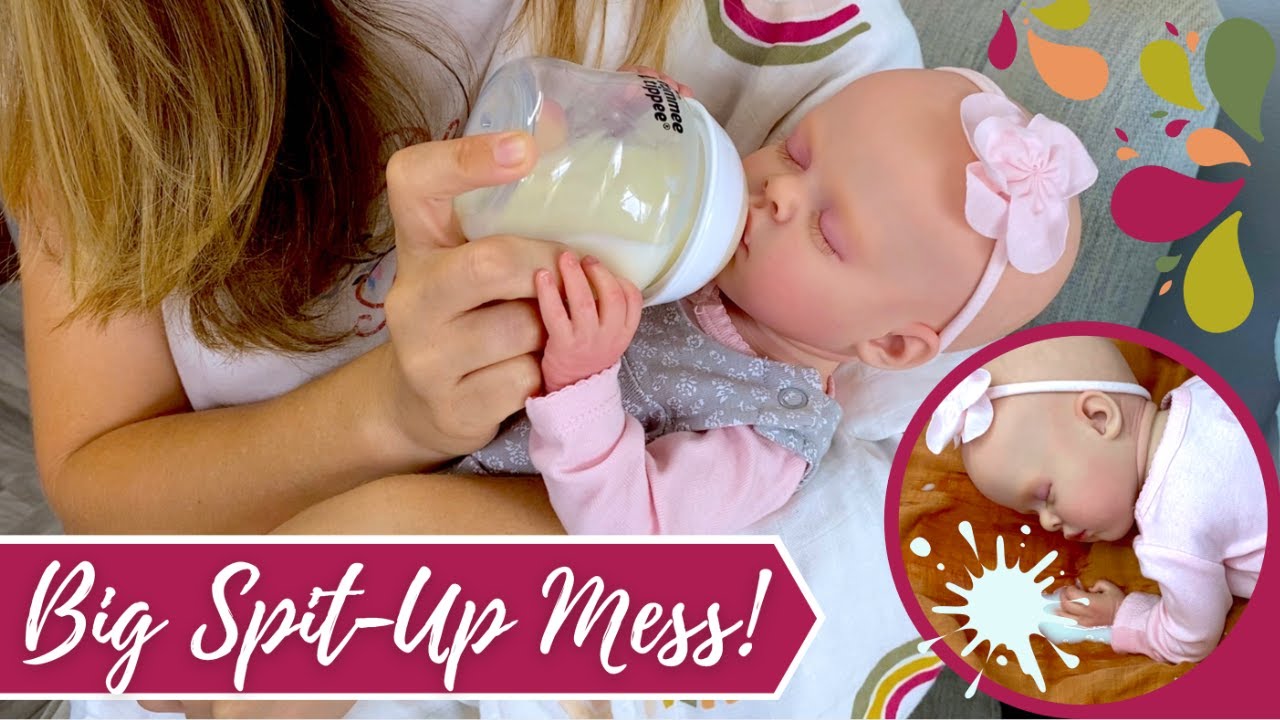 Is My Reborn Baby Sick? Feeding & Changing + Big Spit Up Mess & Clean Up With Baby Evelyn.
