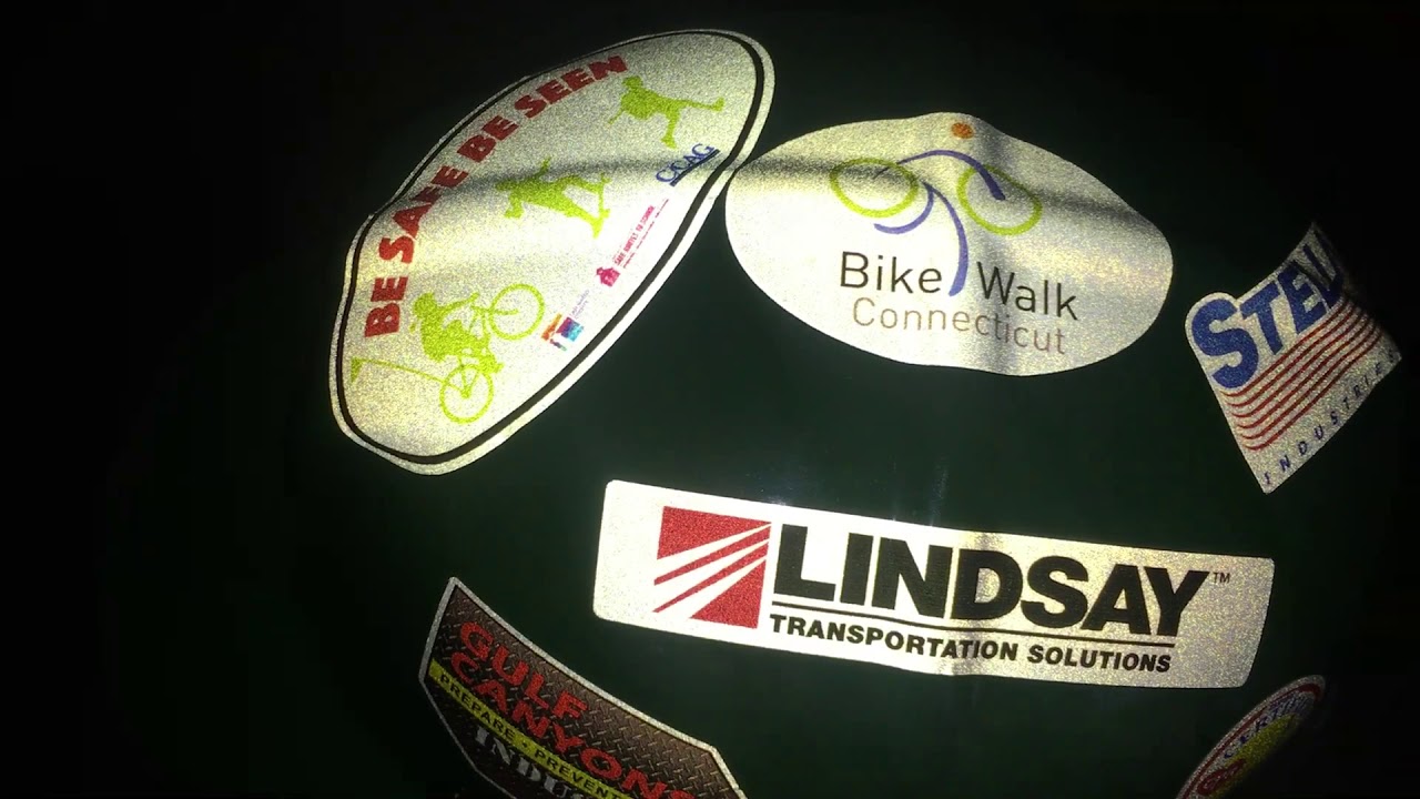 Custom Reflective Hard Hat Stickers glowing at night