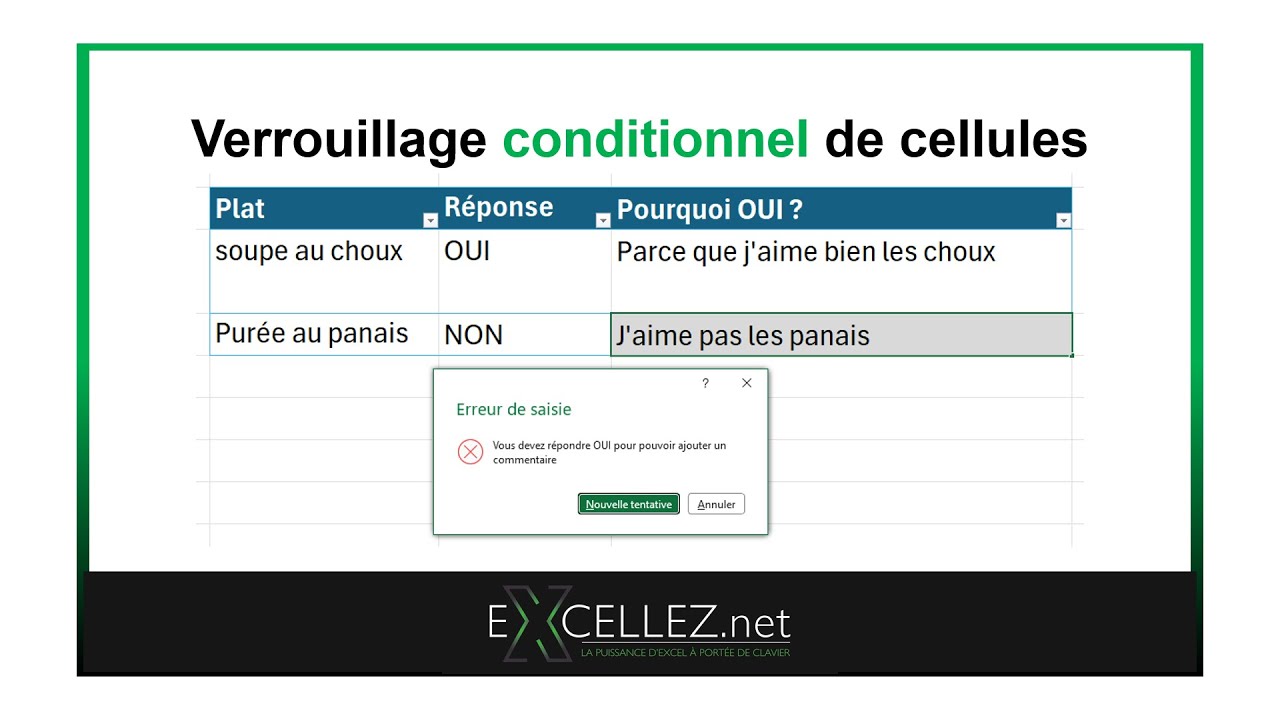 Verrouillage conditionnel de cellules: c'est possible avec Excel