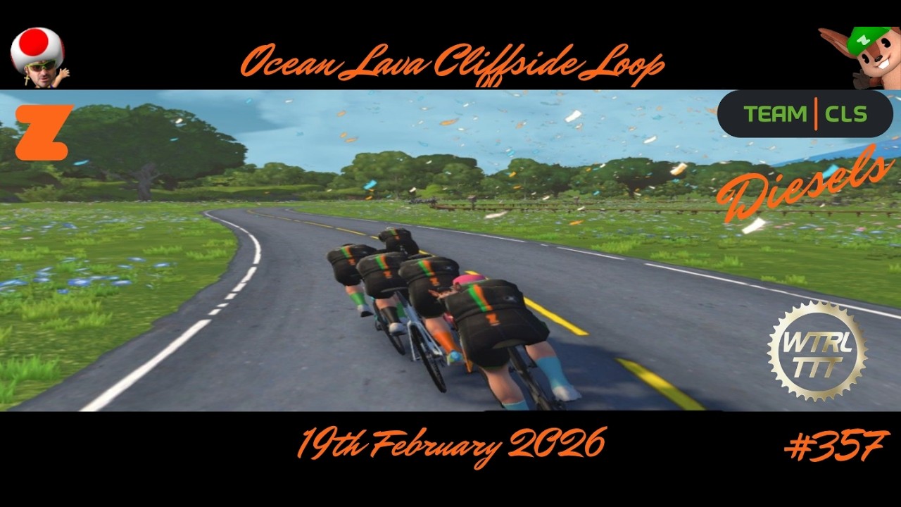 Zwift WRTL TTT357, TTT Race on Ocean Lava Cliffside Loop