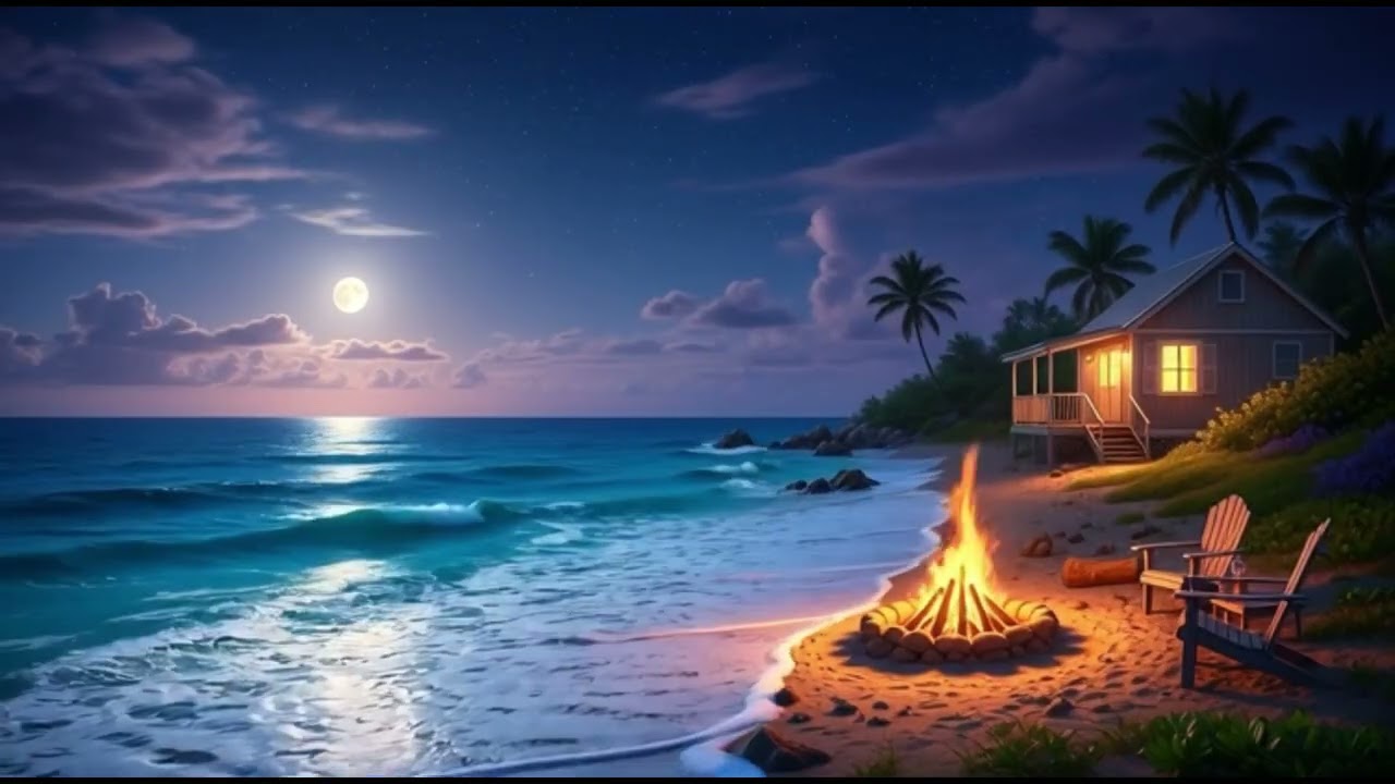 The scenery at the seaside is beautiful, with gentle waves and a gentle breeze, a fire to relieve