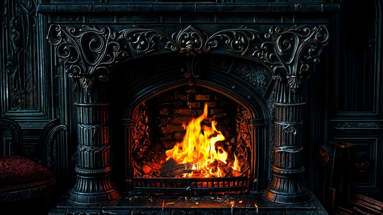 cozy gothic fireplace | warm crackling flames for a peaceful night 🌙🔥