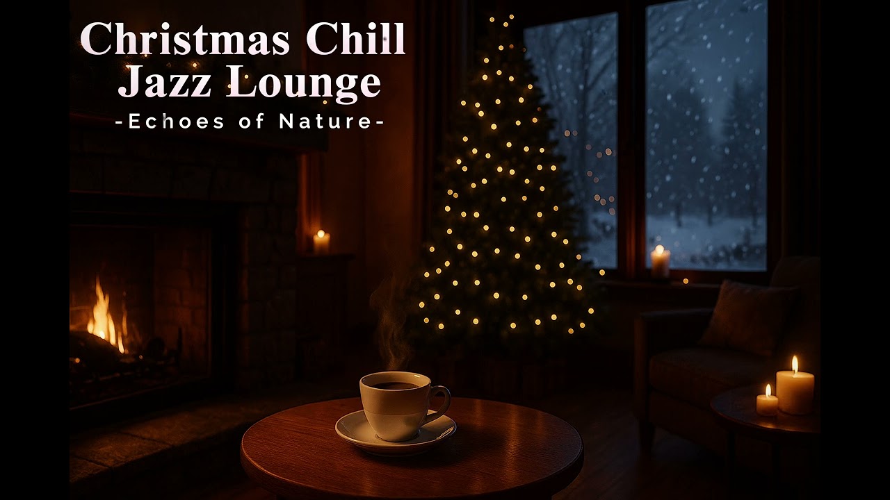 🎄☕🎷 Christmas Chill Jazz Lounge | Cozy Fireplace, Coffee & Snowfall | Relaxing Winter Ambience