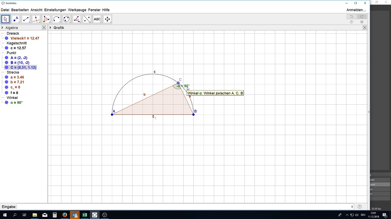 Satz von Thales mit Geogebra