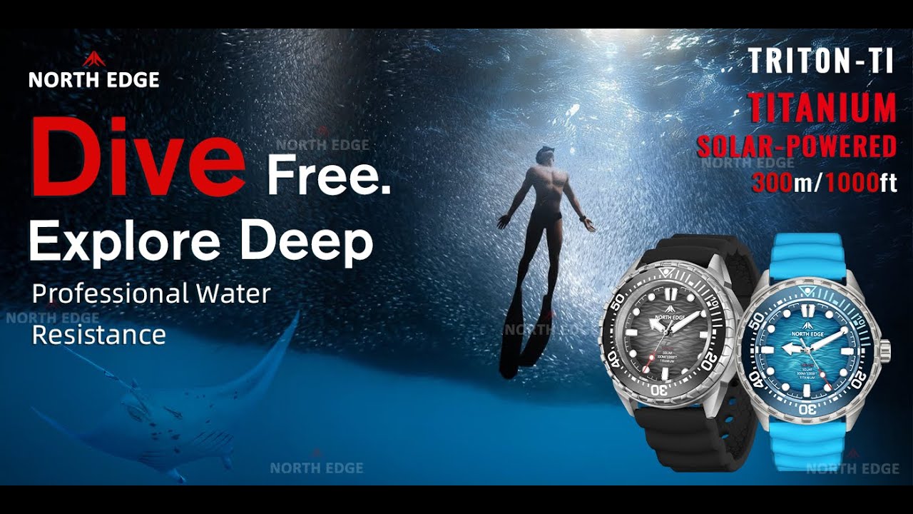 NORTH EDGE 2025 NEW+ TRITON-TI Titanium Solar-Powered Diving Watch