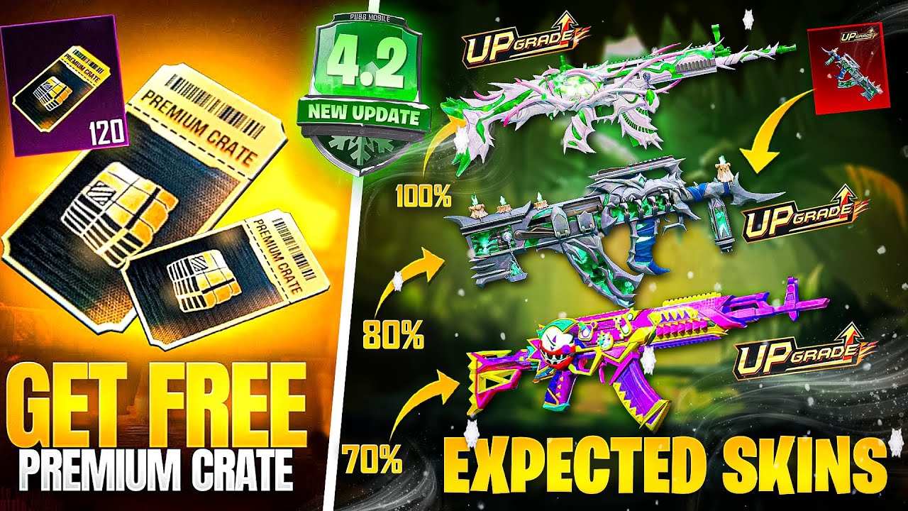 Get Free Premium crates | Expected Skins in 4.2 Update | Free Upgradable Skin |PUBGM 