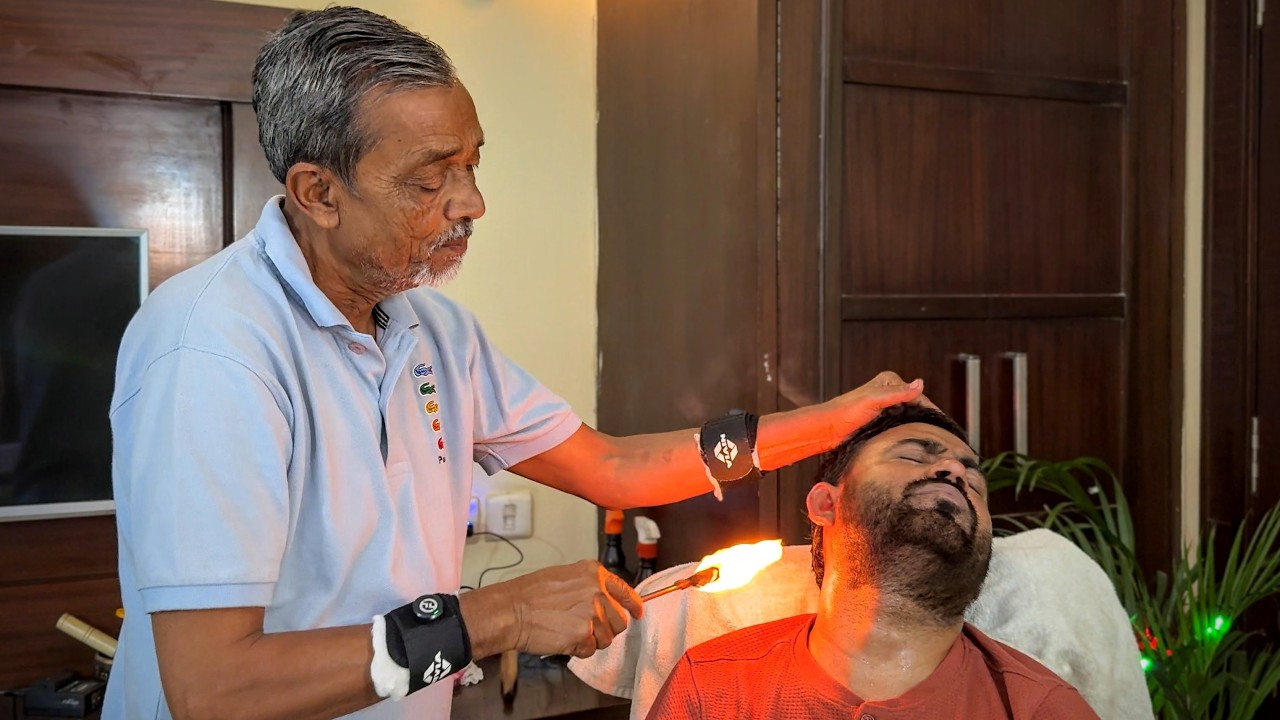 🔥 First Time FIRE Head Massage by Waris Barber 😱 | Instant Relaxation & Stress Relief
