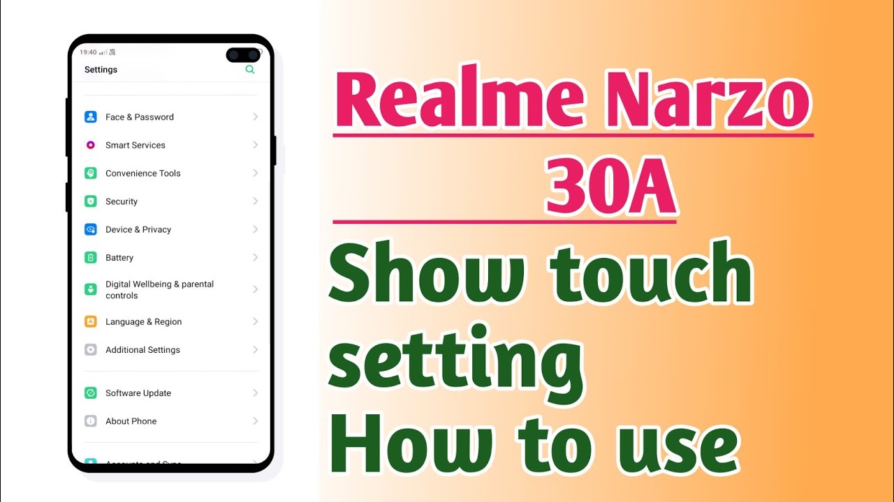 Realme Narzo 30A , Show touch setting tips and tricks