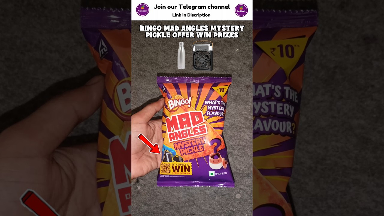 Bingo Mad Angles Mystery Pickle Flavour Offer Win Prizes- Flasks, Cooler Fans