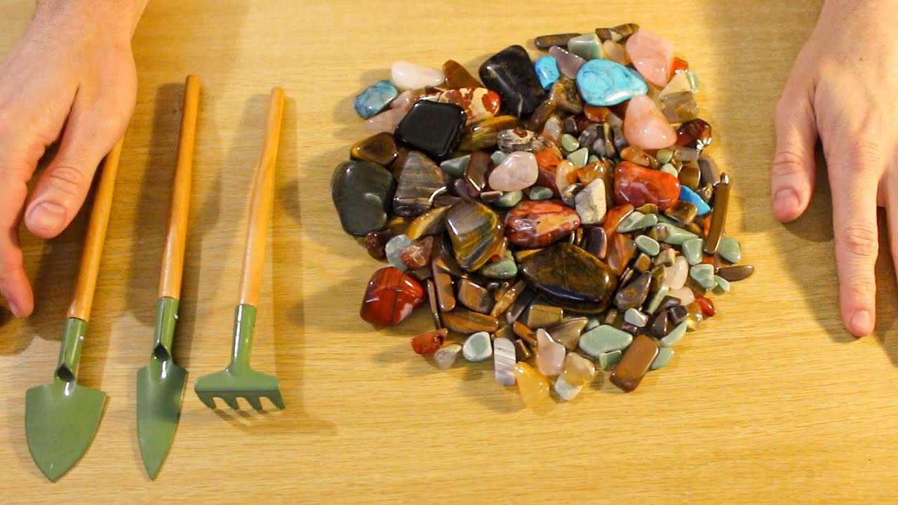 ASMR | Sorting & Tapping Gemstones | Some Wood Tapping, Sorting, Wood Sounds  (No Talking)