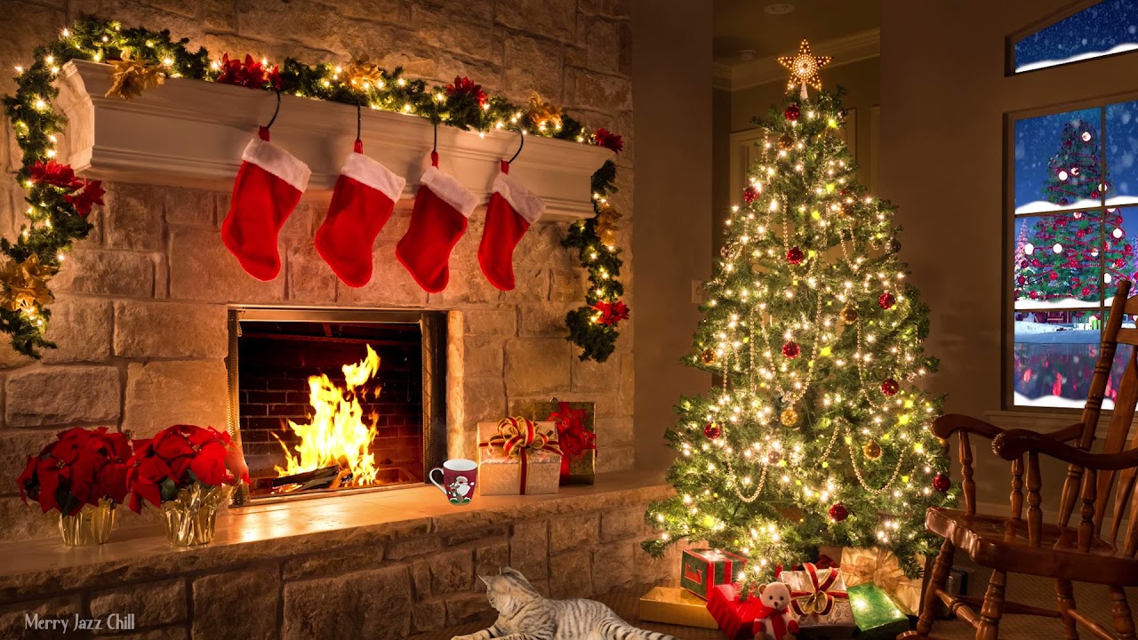 🎄  Winter Cozy Room Ambience with Relaxing Smooth Jazz Piano Music and Crackling Fireplace ⛄