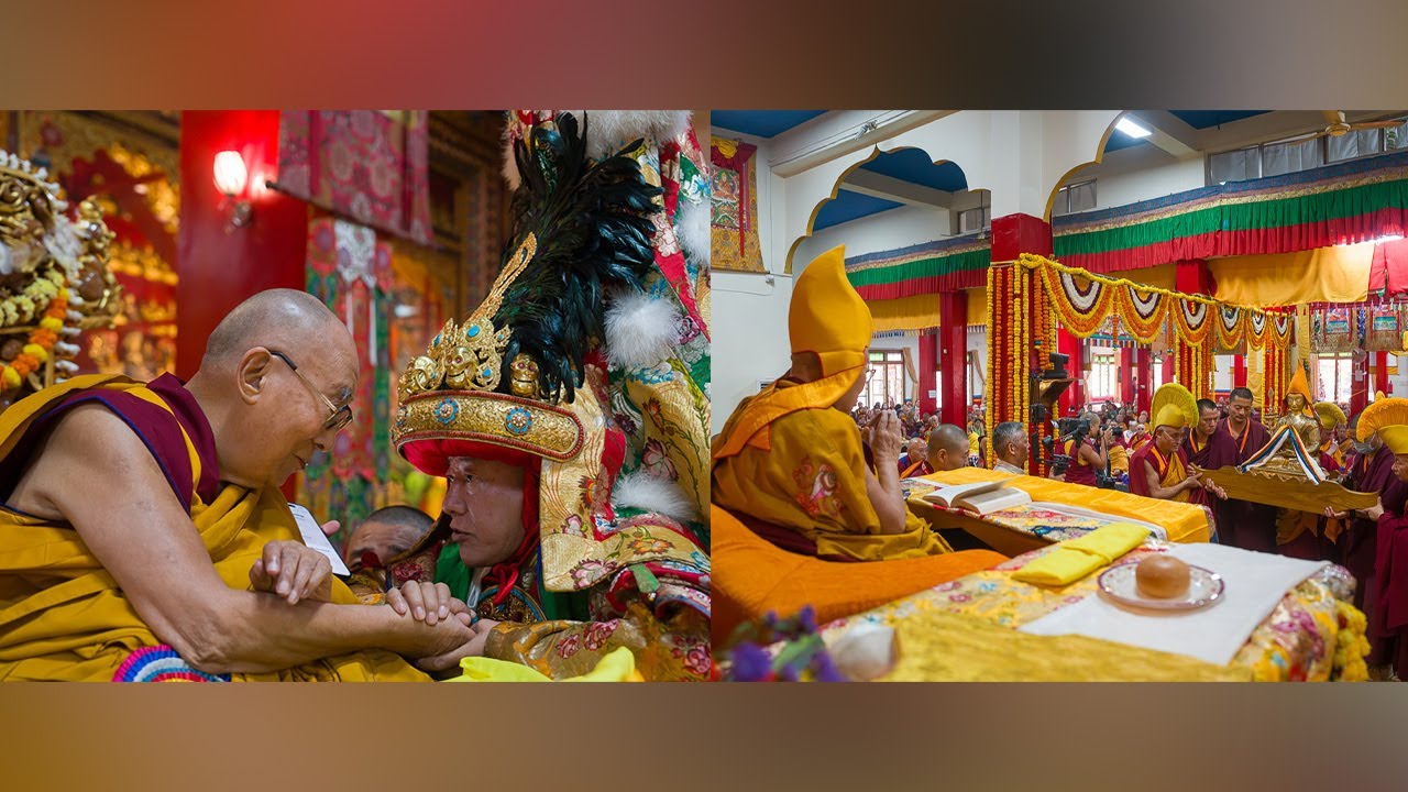 Dalai Lama Enthroned as Drepung Tripa During Long Life Prayer at Drepung Monastery