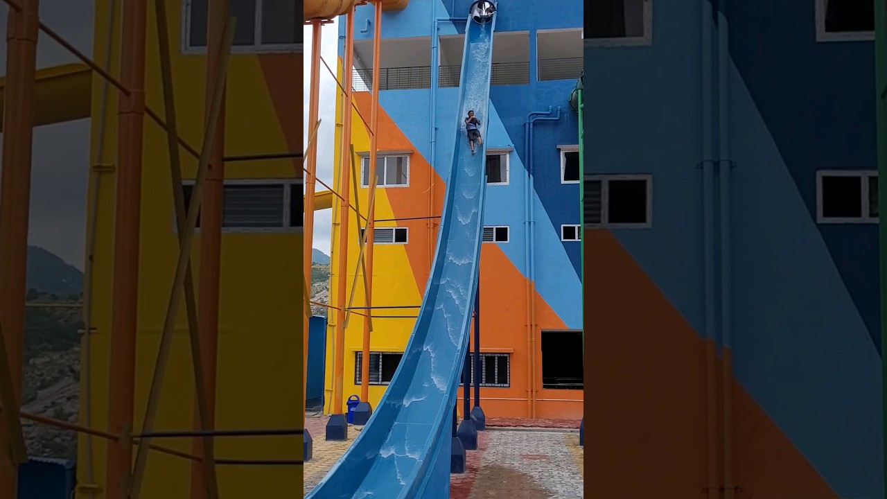 Highest slide in south india blue land water park tirupati #waterpark #slide #enjoy #fun #freefall