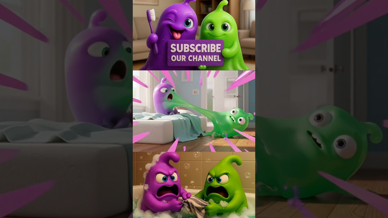 Slime Showdown: The Battle for the Bathroom! #cartoon #funny #animation #slime #fyp #fypage #comedy
