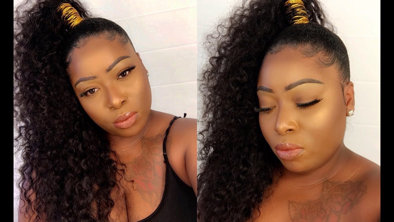 New hair who dis? Genie/extended ponytail NO GLUE w/ curly weave|on natural hair