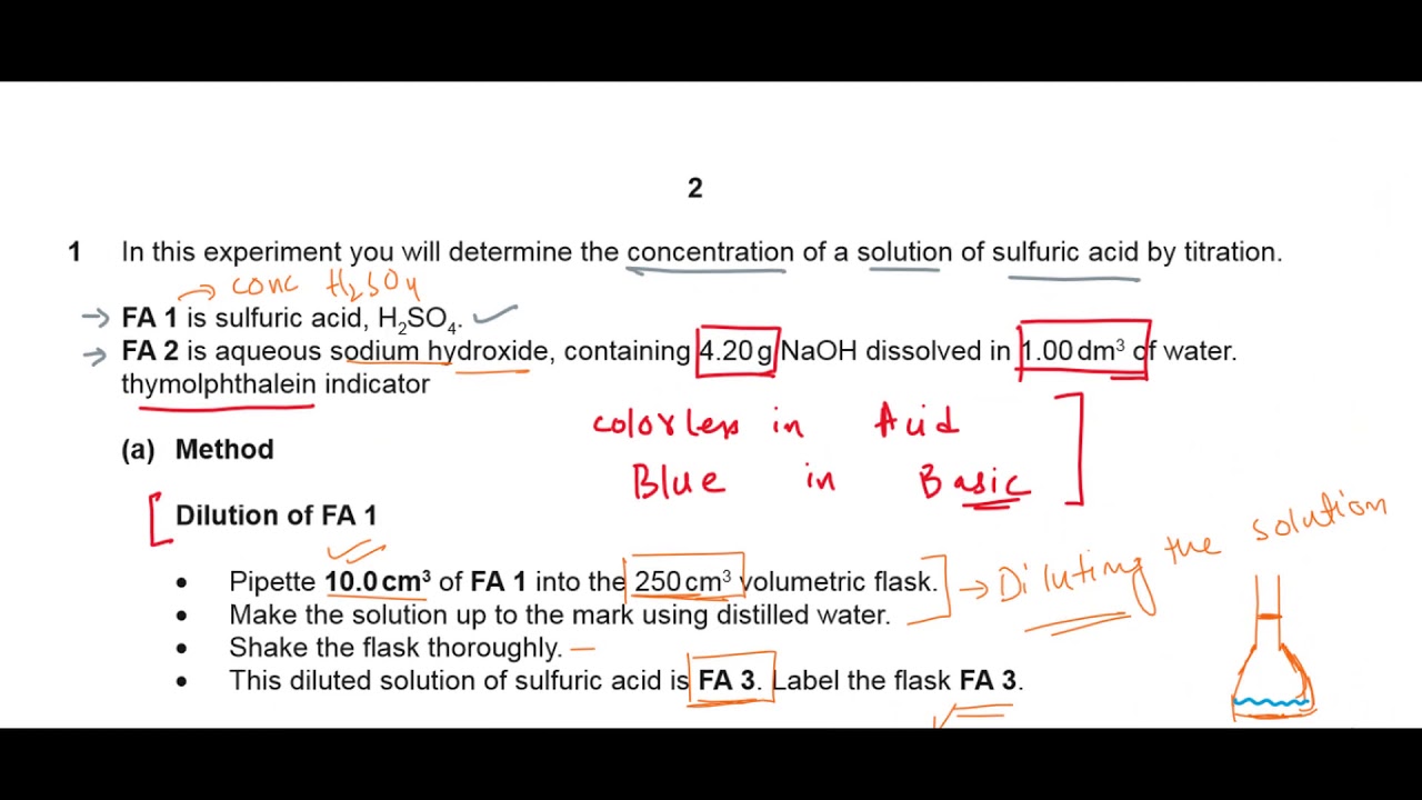 A Levels Chemistry Practical paper 3 (s16-qp35-question no 1)