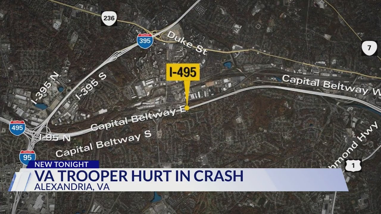 Virginia State Police trooper hurt in crash during chase in Alexandria