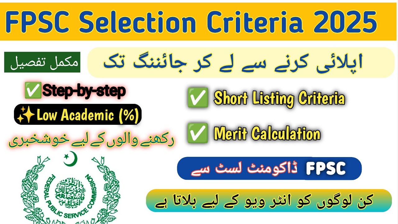 FPSC complete selection Procedure step by step| FPSC merit calculation|Short Listing for interview