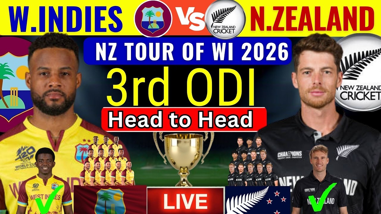 West Indies vs New Zealand 3rd ODI Live Score: Both Teams Final Playing 11 : WI vs NZ LIVE