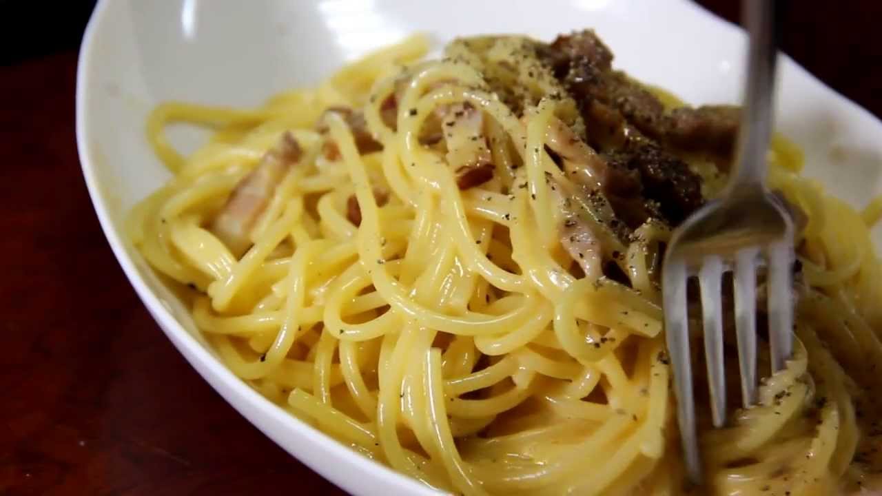 生クリームを使ったカルボナーラ作り