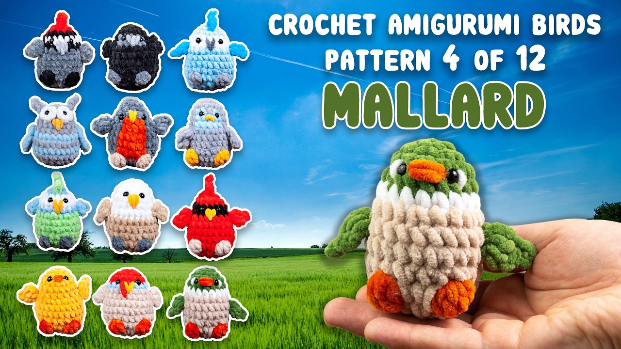 Mini Bird Crochet Pattern. No-Sew Farm Mallard Crochet Pattern. Easy Amigurumi Animals. Free Pattern