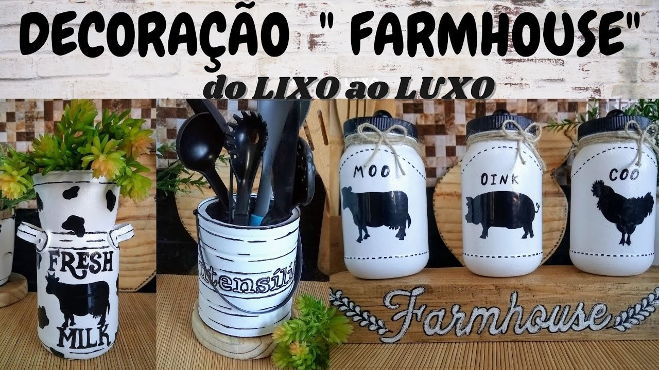 3 DIY DECORAÇÂO FARMHOUSE do LIXO AO LUXO/ SUA CASA LINDA C COISAS QUE IRIAM PARA O LIXO/DIKINHA DIY