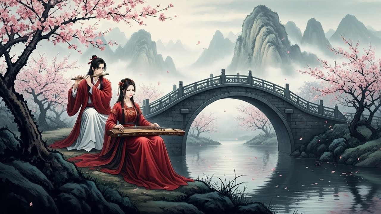 “Whispers of Spring Across the Bridge”#deepsleep #guzheng #flutemusic #chinesemusic #relaxing