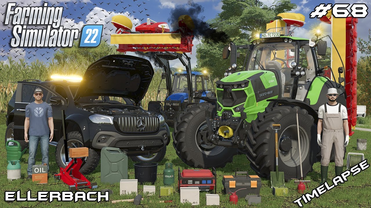 RUN OUT OF DIESEL WHILE MOWING GRASS WITH @kedex | Ellerbach | Farming Simulator 22 | Episode 68
