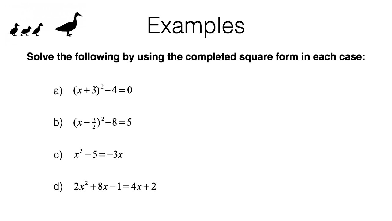 A18b Solving quadratic equations by completing the square
