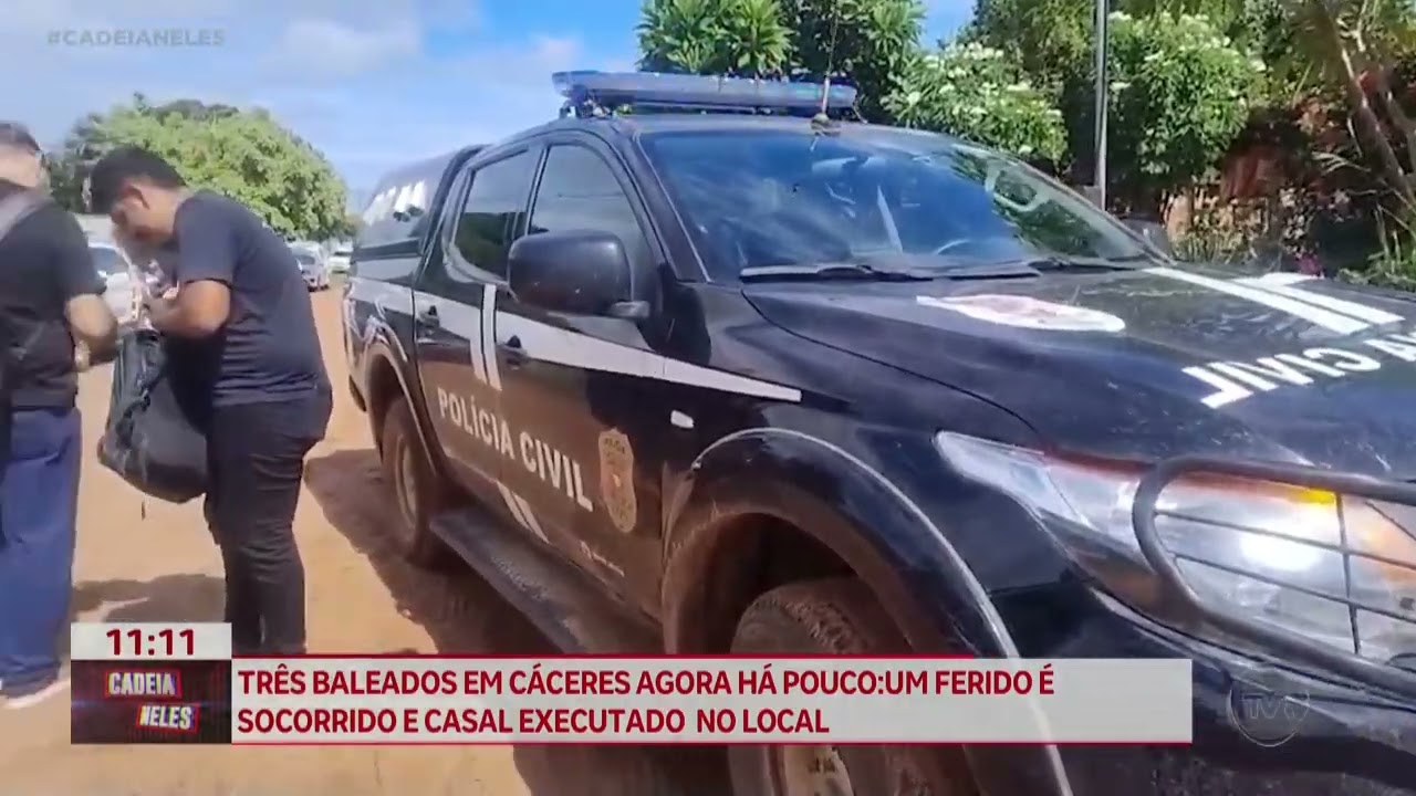 3 baleados em Cáceres; um ferido é socorrido e casal é executado no local