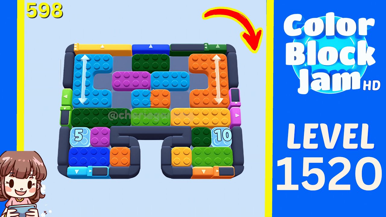 Color Block Jam Level 598 (1520) Solution Walkthrough