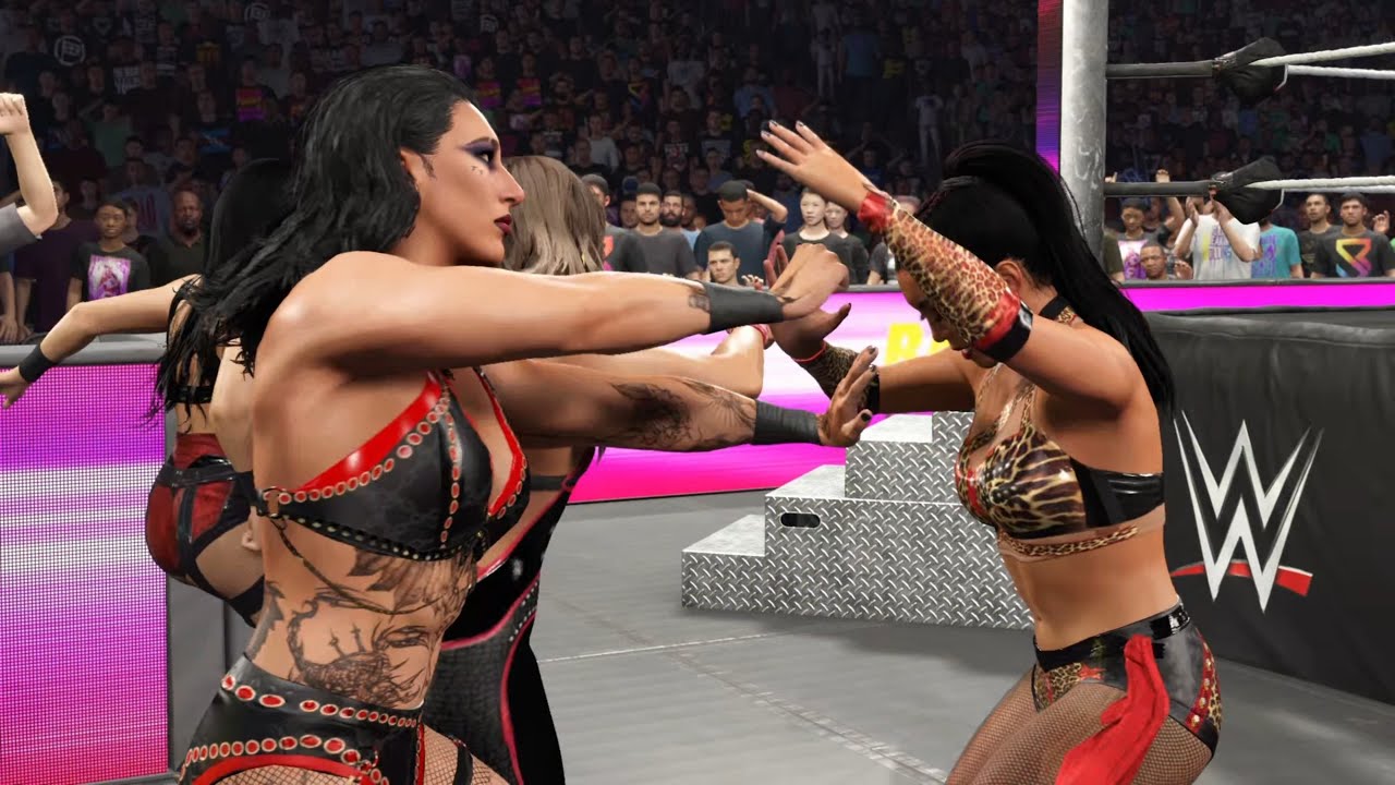 WWE 2K25 - RHEA RIPLEY & STEPHANIE VAQUER VS ROXANNE PEREZ & RAQUEL RODRIGUEZ | RAW